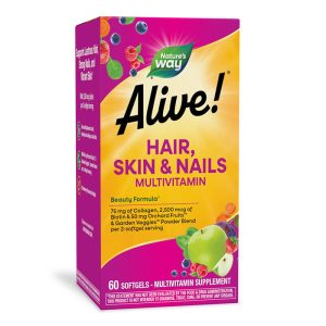 Alive! Hair, Skin & Nails Multivitamin / АЛАЙВ КОСА, КОЖА И НОКТИ 1040 mg (мултивитамини) Nature’s Way,60 софтгел капсули