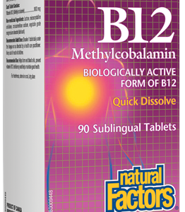 ВИТАМИН В12 МЕТИЛКОБАЛАМИН Vitamin B12 Methylcobalamin Natural Factors, 90 сублингвални таблетки
