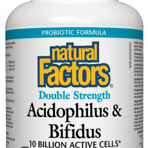 Acidophilus & Bifidus 10 Billion Active Cells Double Strength Ацидофилус бифидус 10 милиарда активни пробиотици Natural Factors,90 капсули