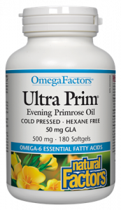 Ultra Prim® Evening Primrose Oil 50 mg / Вечерна иглика масло 500 mg Natural factors, 180 софтгел капсули