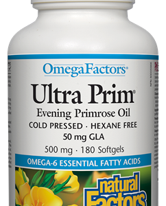 Ultra Prim® Evening Primrose Oil 50 mg / Вечерна иглика масло 500 mg Natural factors, 180 софтгел капсули