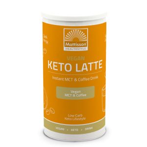 Веган Кето лате – Инстантна напитка с кафе и MCT масла, с аромат на бадеми Mattisson Healthstyle, 200 g прах