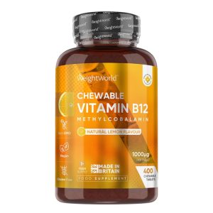 Витамин B12 (метилкобаламин) 1000 μg WeightWorld, 400 дъвчащи таблетки, с вкус на лимон