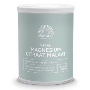 Магнезий (цитрат, малат) + витамин В6 веган Mattisson Healthstyle, 125 g прах