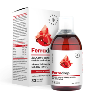 Желязо + фолиева киселина с витамини С, В6, В12 Aura Herbals, 500 ml