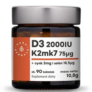 Витамин D3 + К2 + цинк + селен Aura Herbals, 90 таблетки