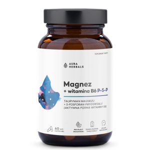 Магнезий (таурат) 59 mg + витамин В6 2.1 mg Aura Herbals, 60 капсули