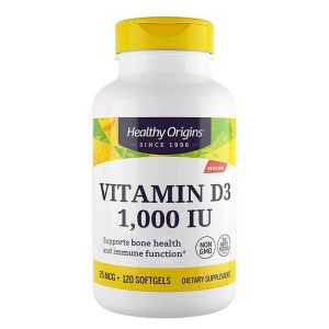 Витамин D3 1000 IU/ 25 µg Healthy Origins, 120 софтгел капсули