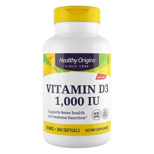 Витамин D3 1000 IU/ 25 µg Healthy Origins, 360 софтгел капсули
