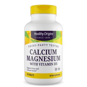 Калций + магнезий + витамин D3 200 mg/ 100 mg/80 IU Healthy Origins, 120 таблетки
